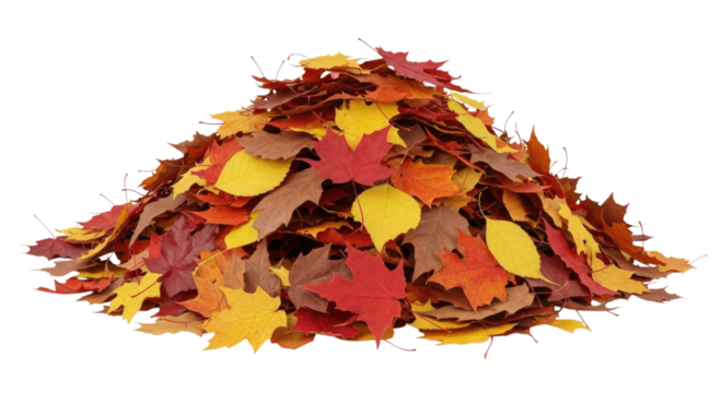Pile of autumn leaves transparent background cutout png - Powered by Adobe