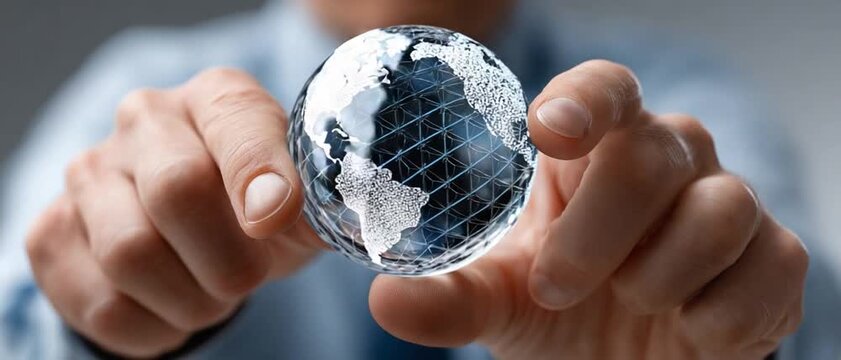 Global Perspective: A pair of hands tenderly cradles a globe, symbolizing global connection, understanding, and the world's interconnectedness.