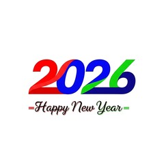 Happy new year 2026 text with colorful numbers and text