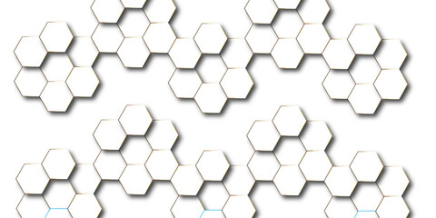 Abstract hexagon white background with shadow .white background Futuristic blue neon honeycombs. Modern technology design. Vector illustration