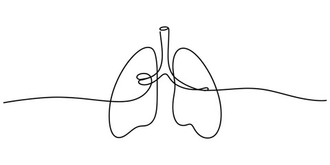 Minimalist continuous line drawing of human lungs abstract art vector
