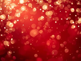 Elegant Red Bokeh Background with Golden Light Effects and Soft Focus Abstract Festive Design