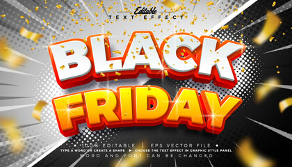 Obraz na płótnie Canvas Black Friday Editable Text Effect Design Vector Graphic Style Effect with Shadow and 3D Multilayered Typography Lettering on Comic Style Background. Premium Scalable Autumn Shopping Day Illustration Obraz na płótnie Canvas Black Friday Editable Text Effect Design Vector Graphic Style Effect with Shadow and 3D Multilayered Typography Lettering on Comic Style Background. Premium Scalable Autumn Shopping Day Illustration
