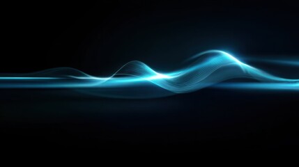 soft luminous pulse wave flowing across a dark minimal background, smooth transitions of blue and turquoise light, elegant glowing rhythm, dreamy