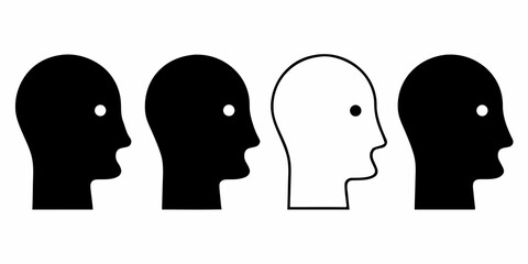 One white head silhouette stands out from a group of black head silhouettes