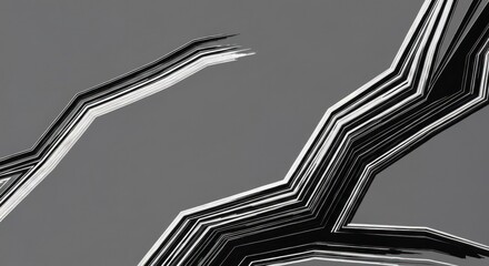 Geometric lines create abstract patterns in monochrome, against a gray backdrop