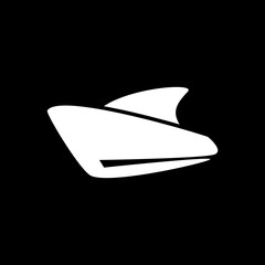 White ship icon. White ship logo. Vector illustration of a white ship, on a black background.