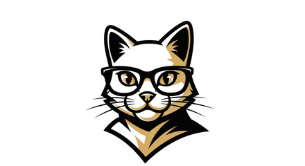 Intelligent Cat Portrait with Glasses - A Symbol of Feline Wisdom.