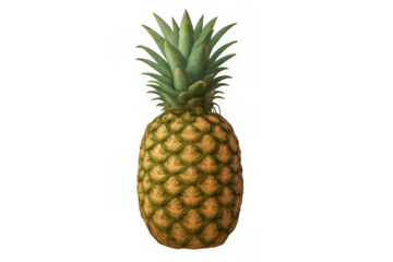 Pineapple showcasing fresh tropical fruit with green leaves, healthy natural food against a transparent background