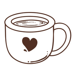 Mug with hot drink cartoon doodle hand drawn