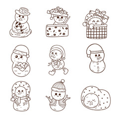 Gingerbread christmas cookie illustration cartoon hand drawn