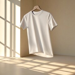 Artistic Sunlight White T-Shirt Mockup – Premium Apparel Product Shot
