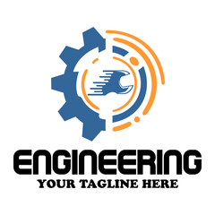 Engineering, gears and wrenches, logo design. Repair, service, industry, industrial and mechanical, Vector Illustration