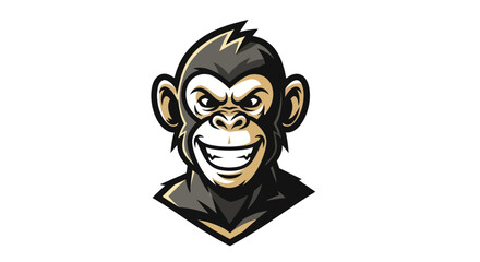 Intense Monkey Mascot Head with Gritted Teeth and Determined Expression.