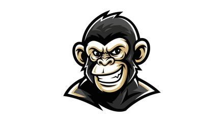 Intense Monkey Mascot with Gritted Teeth and Determined Expression.