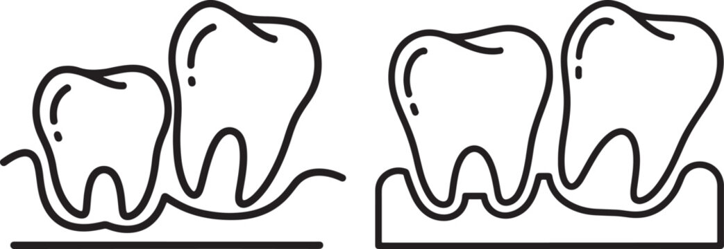 Dental health comparison silhouette