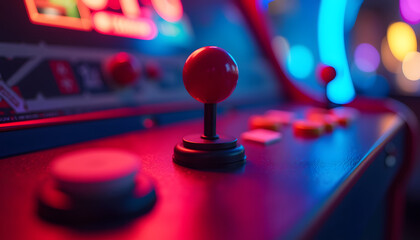 Retro Arcade Joystick Controller with Colorful Lights for Gaming Blogs, Entertainment Websites, Nostalgia Articles, and Digital Culture Awareness