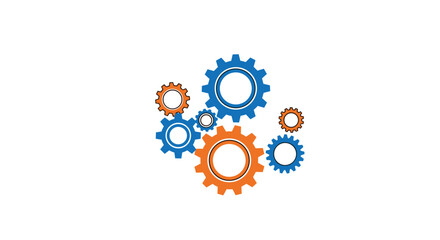 Dynamic interlocking gears creating a vibrant sense of teamwork and innovative progress in a modern professional setting