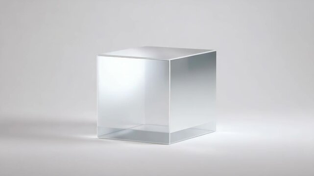Minimalist white cube displayed on a neutral gray background