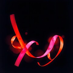 Colorful Neon Ribbon Twisting in Dark Background for Abstract Art and Visual Design