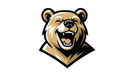 Laughing Bear Mascot Logo with Bold Outlines and Friendly Expression.