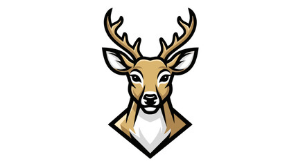 Majestic Deer Head Mascot Logo with Detailed Antlers and Fur.