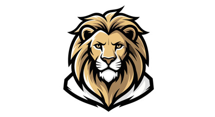 Majestic Lion Head Mascot with Intense Gaze and Detailed Mane.