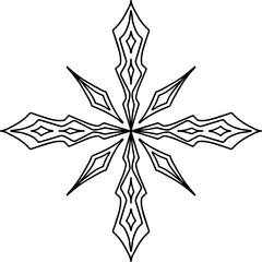 A single drawn snowflake. Doodle vector illustration. Isolated on a white background. Winter element for greeting cards, posters, covers, stickers, etc.

