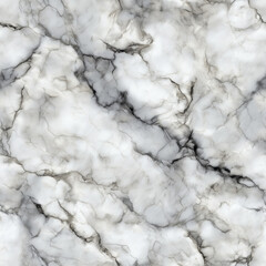 Seamless Luxury White Marble Texture with Dynamic Grey Veins - Premium Natural Stone Pattern Background for Interior Design and Elegant Decoration