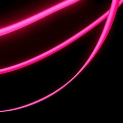Bright Pink Neon Light Tubes on Black Background Modern Artistic Design