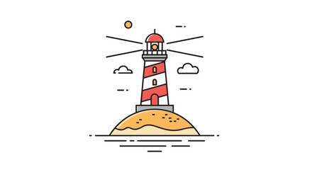 Stunning lighthouse guides ships safely at sea, a beacon of hope and direction for travelers on nautical journeys