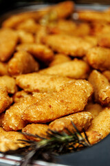 Close-up of crispy fried chicken fingers