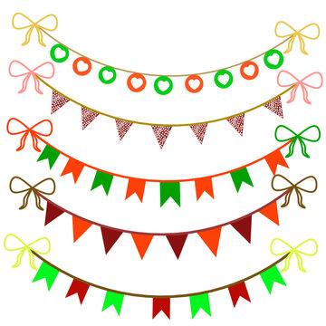colorful Bounting ribbon and bow decoration vector illustration
