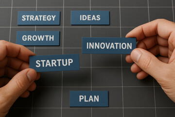 Startup innovation and strategy inspire growth through planning business development and creative ideas