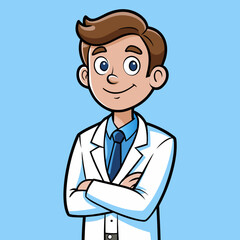 Professional Cartoon Doctor with Stethoscope Vector Illustration