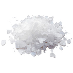 Close-up of numerous sharp crystalline salt flakes scattered and piled together