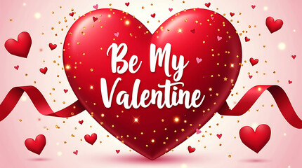 Valentine Day Heart Frame Background with Red and Pink Love Elements.