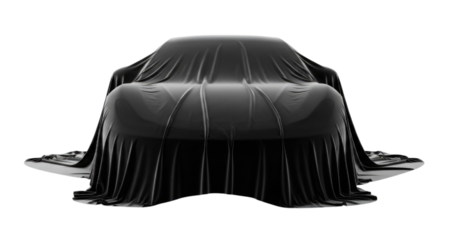 Car covered with black velvet cloth transparent background cutout png