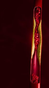 Concept of fast food, sugar, and alcohol leading to atherosclerosis, LDL cholesterol buildup, clogged arteries, cardiovascular disease, stroke, and fatal heart attacks in the human body system. 3D ren
