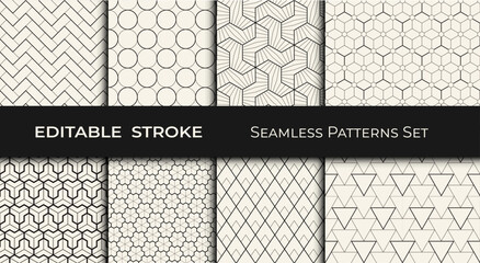 Set of Editable Geometric Patterns – Modern Seamless Abstract Backgrounds