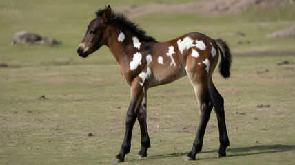 Obraz premium Black Foal with White Circular Spots