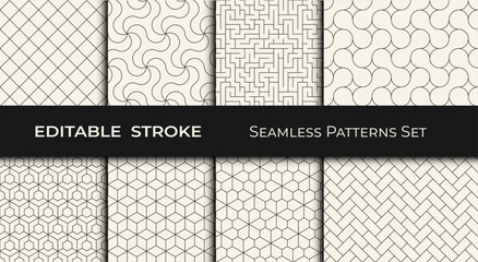 Set of Editable Geometric Patterns &ndash; Modern Seamless Abstract Backgrounds