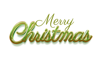 Label 3d text christmas with green gold