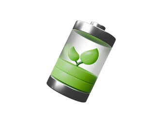 Green ecology and renewable energy icon isolated on transparent background, ESG icon concept. ECO technology, environmental protection, sustainable development, nature conservation. 3d rendering