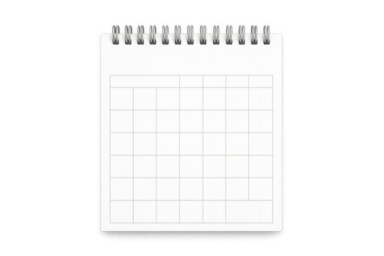 Spiral bound blank calendar or planner page with grids, ready for time management, scheduling, and organizing tasks on transparent background - Powered by Adobe