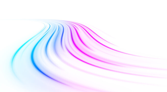 Dynamic expressway with glowing waves of light and transparent motion effects.