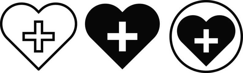 Heart plus icon. Commonly used for first aid and hospitals. medical healthcare sign. hospital symbol