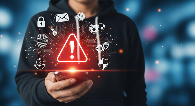 Mobile security alert and privacy icons - Powered by Adobe