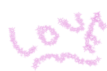 The image features the word "LOVE" written in a decorative style using clusters of small pink stars