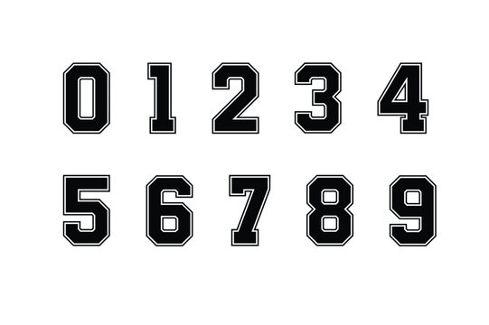 Bold Varsity Sport Number Font Set